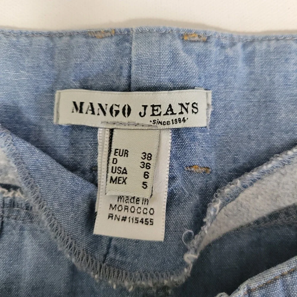 Mango Jeans Denim Pleated Button Midi Skirt 6 100% Cotton Pocket Y2K Indie Retro